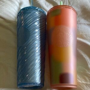 Starbucks Textured Blue and Vibrant Multicolor Tumblers in the 24 OZ size